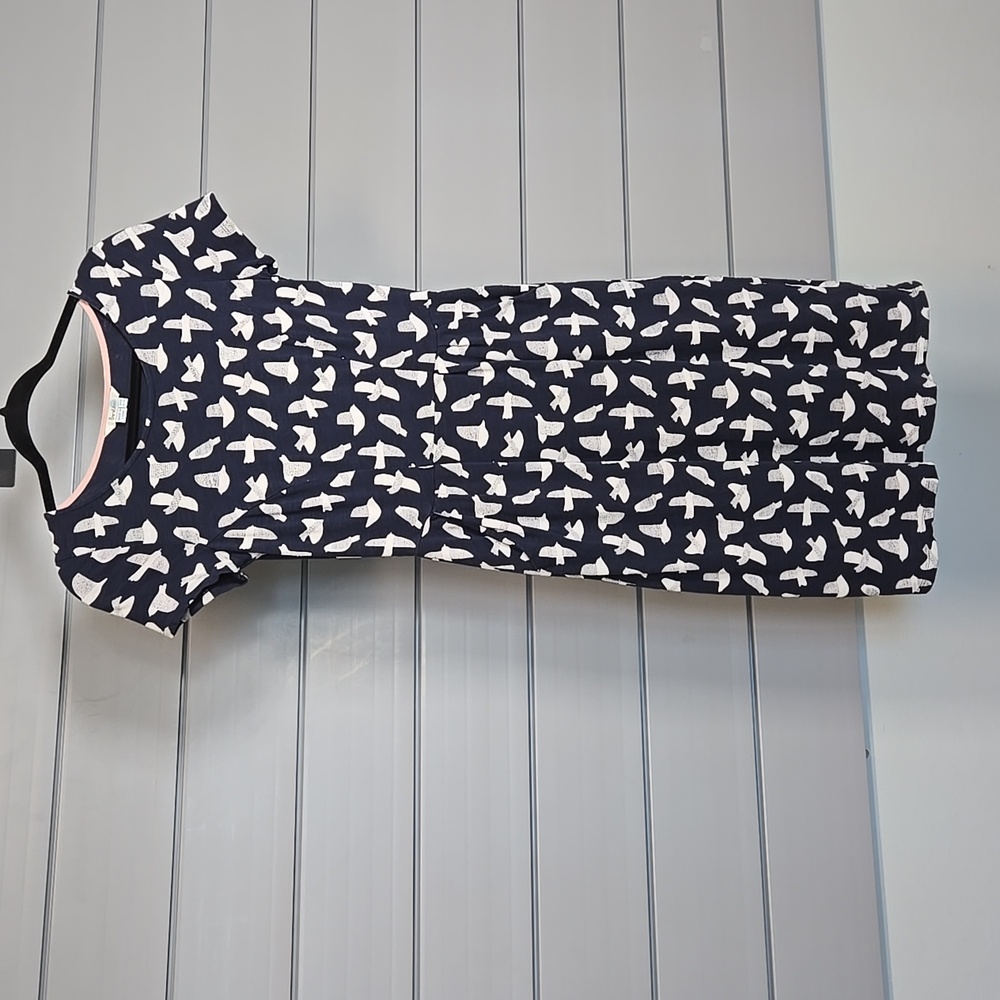 Boden Navy Bird Print Dress